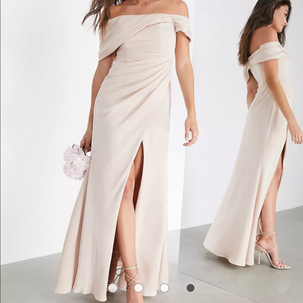 ASOS Satin Wrap Off-Shoulder Elegant dress